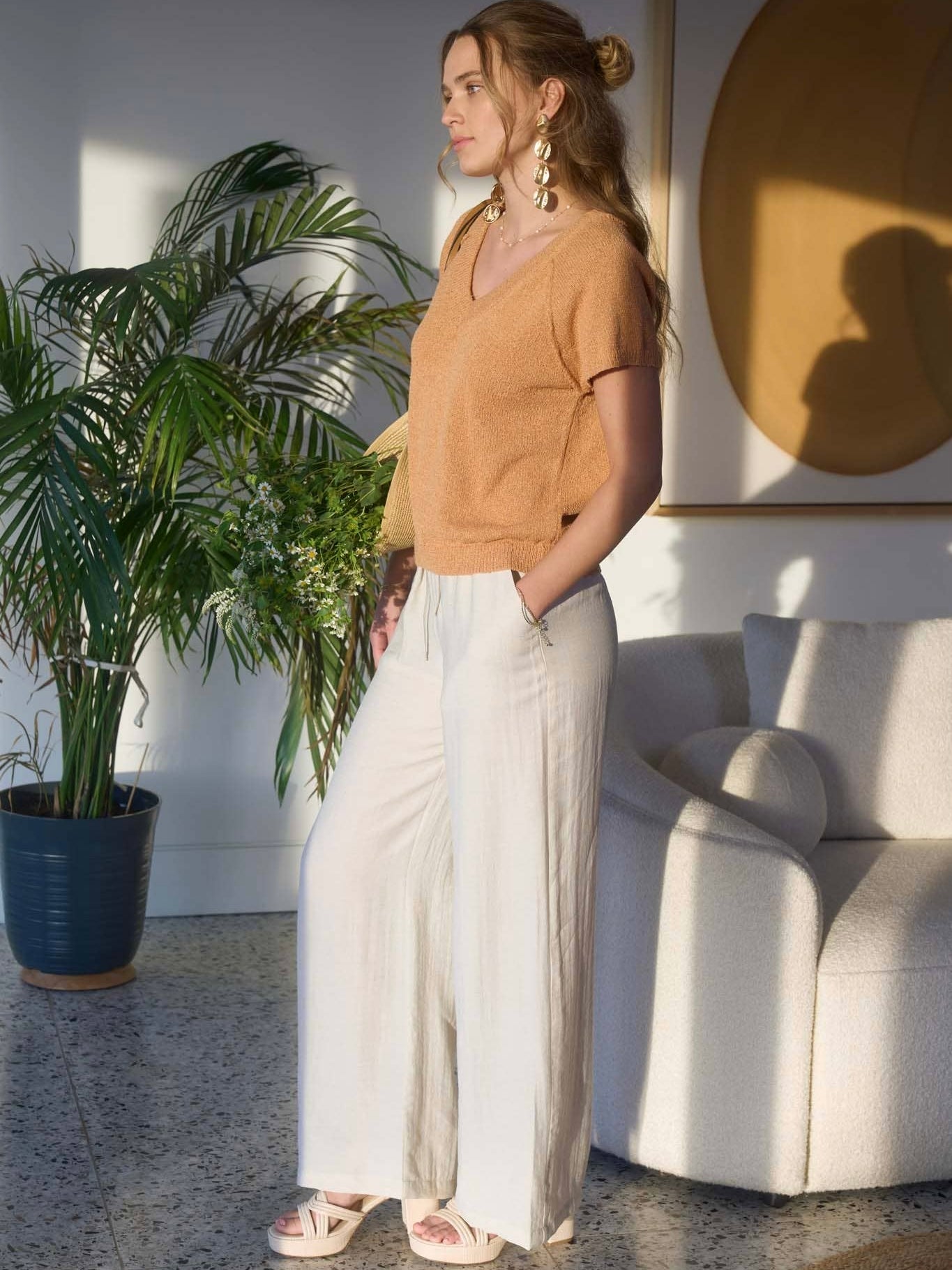 Emilia Sweater Knit Top - Light Sienna