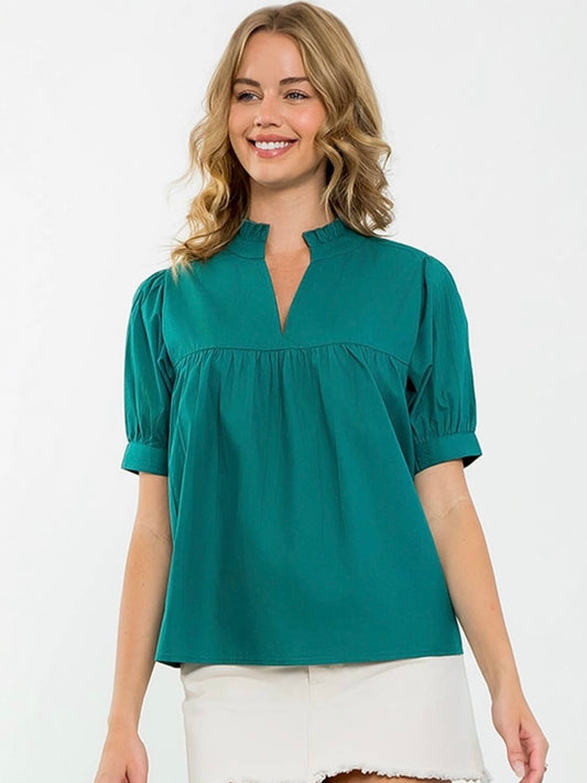 THML V-Neck Peplum Top – Teal
