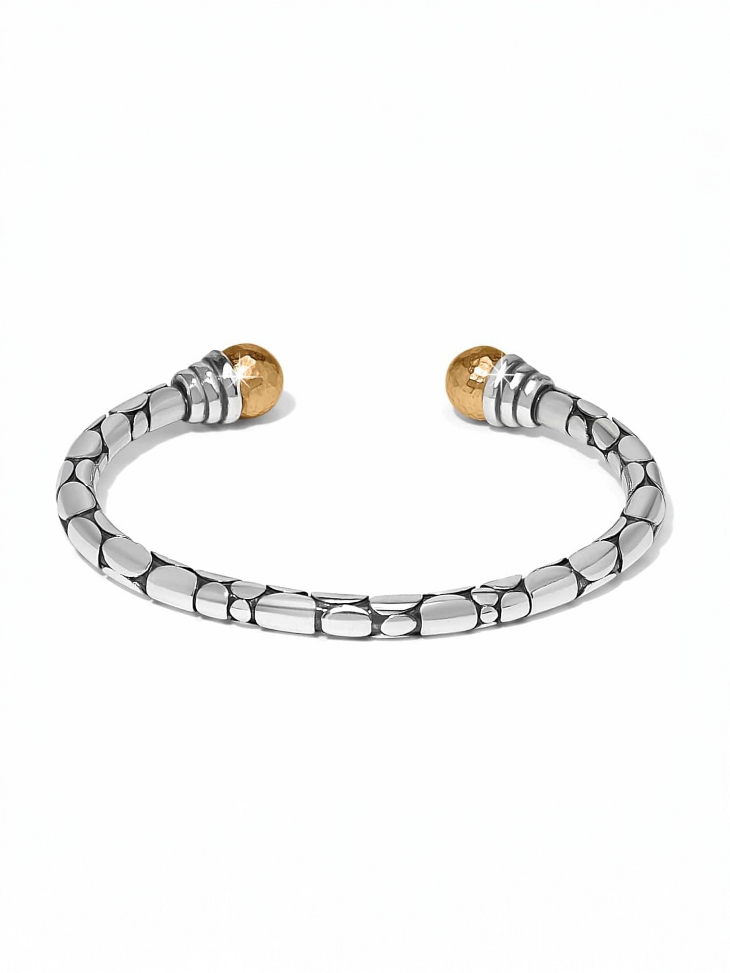 Pebble Link Two Tone Open Flex Cuff Bracelet