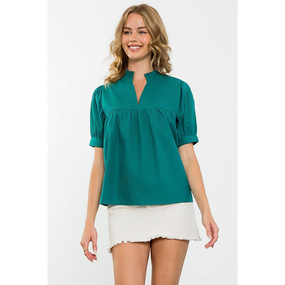 THML V-Neck Peplum Top – Teal
