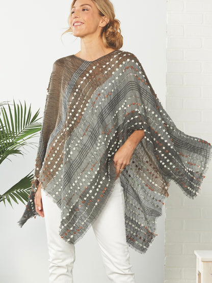 Textured Poncho - Gray Mix