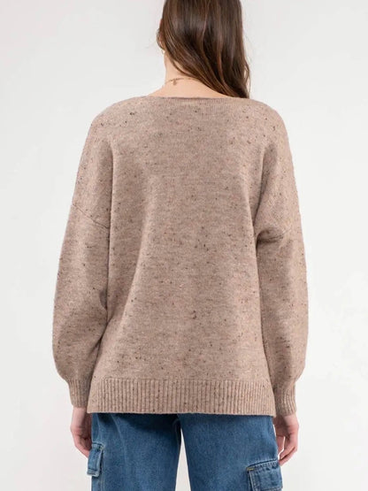 Alena V Neck Speckled Knit Sweater