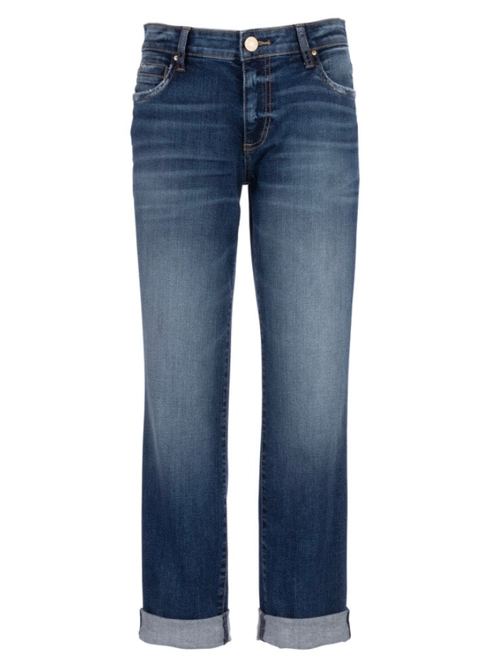 Kut from the Kloth Catherine Mid Rise Boyfriend Jeans – Dashing Dark Base Wash