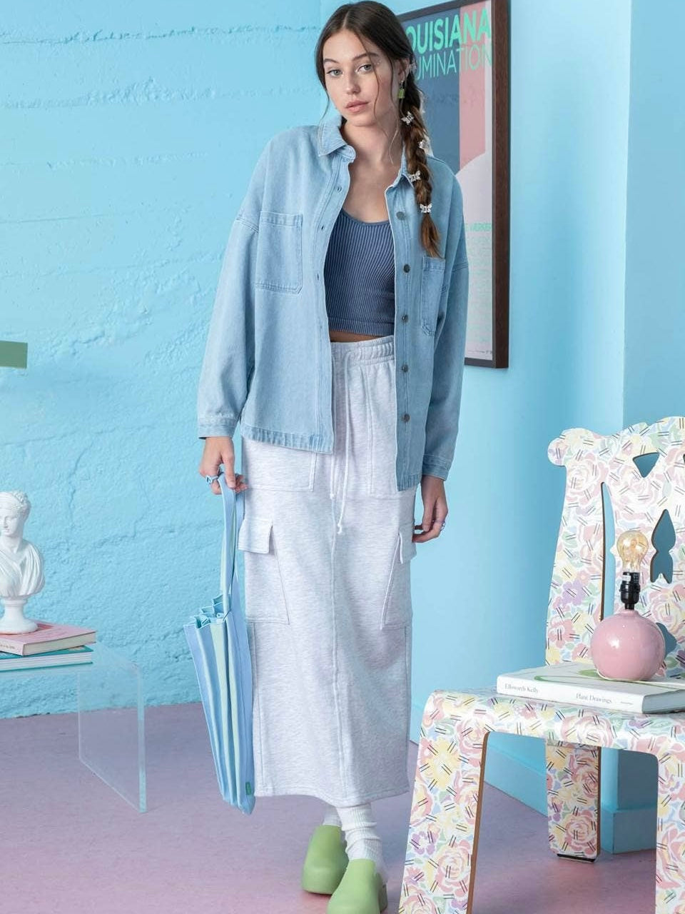 Blu Pepper Solid Denim Shacket - Light Denim