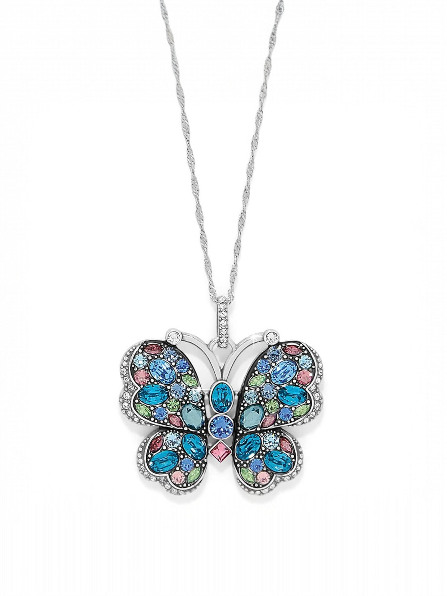 Trust Your Journey Reversible Butterfly Necklace - Silver-Blues