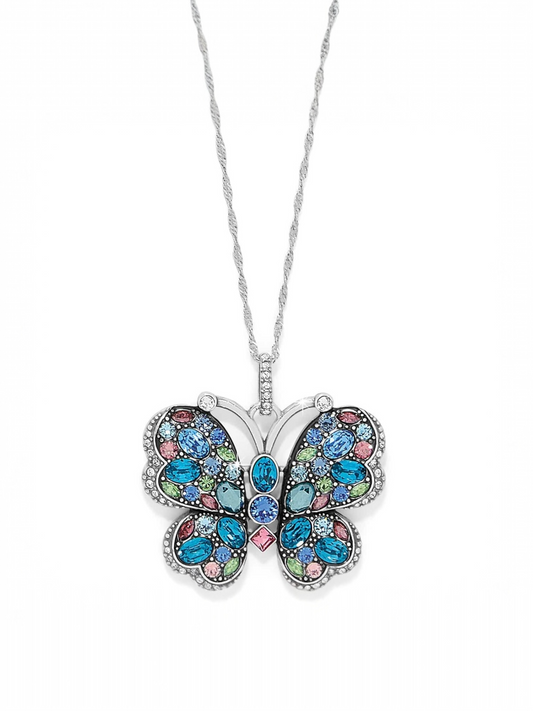 Trust Your Journey Reversible Butterfly Necklace - Silver-Blues