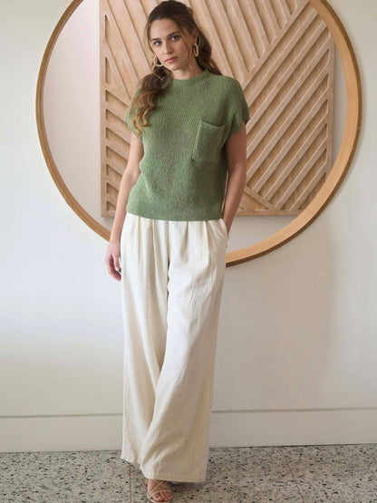 Nova Sweater Top - Light Olive