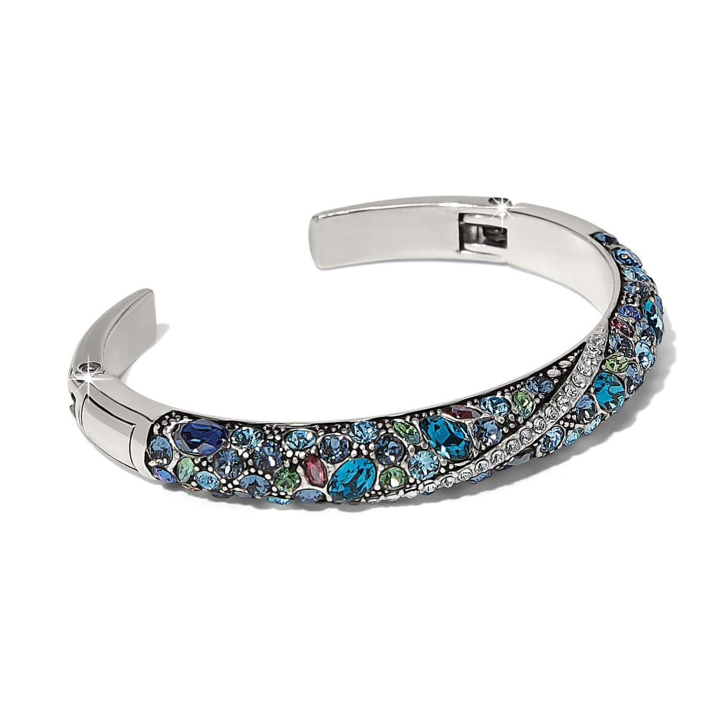Trust Your Journey Double Hinged Bangle - Silver-Blues
