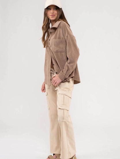 Brylee Corduroy Button Up Jacket - Mocha