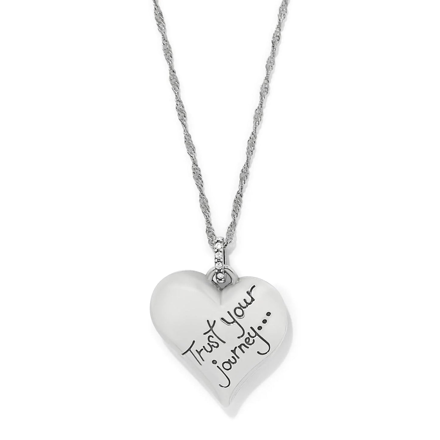 Trust Your Journey Heart Necklace - Silver-Blues