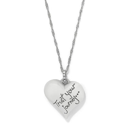Trust Your Journey Heart Necklace - Silver-Blues
