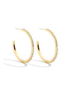 Large Pave Hoops | Gold