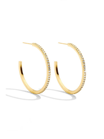 Large Pave Hoops | Gold