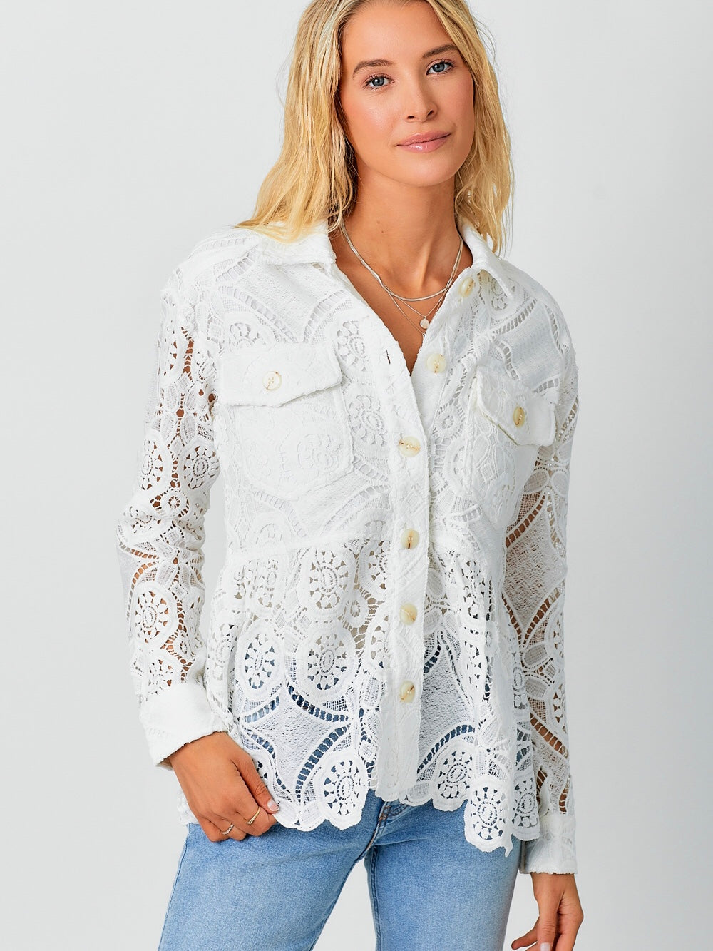 Kyleigh Trucker Jacket - White