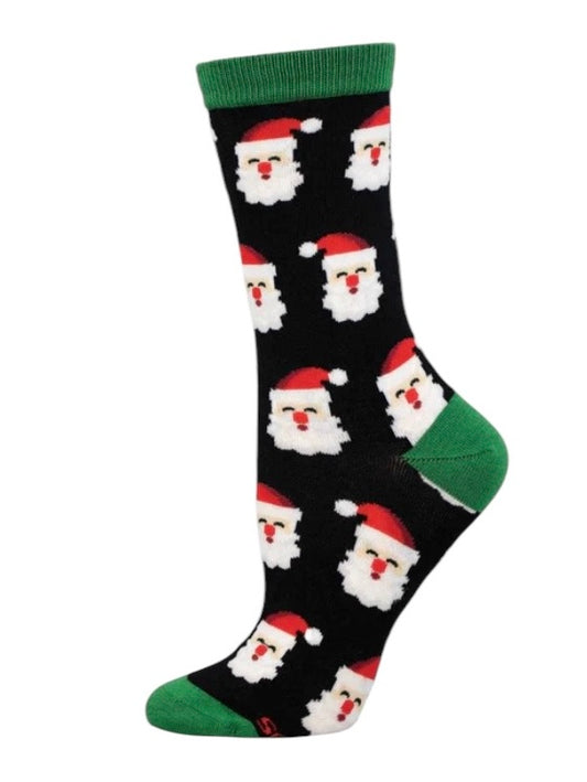 Women’s Bamboo Father Christmas Socks Black