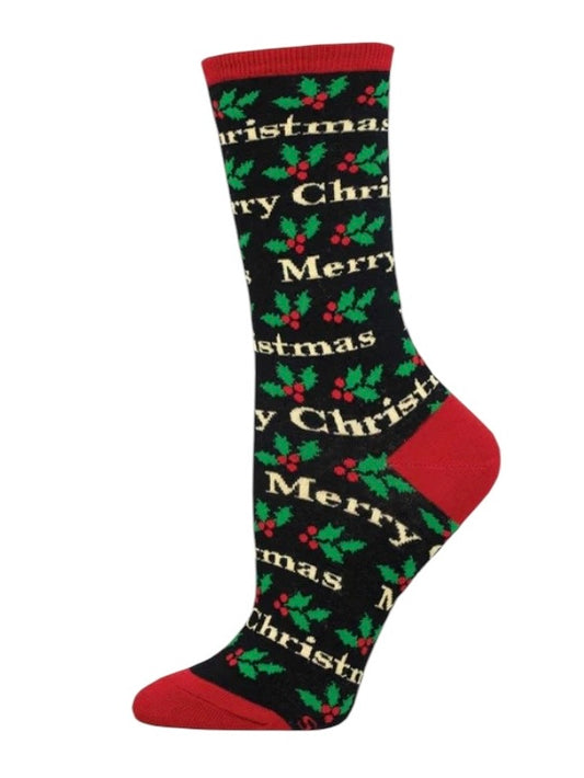 Women’s Merry Christmas Socks Black