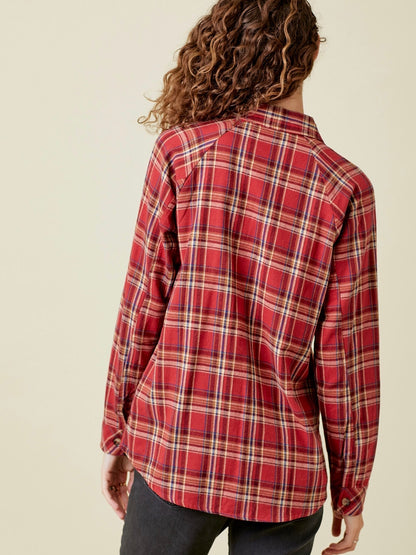 Tiffany Plaid Raglan Top - Red