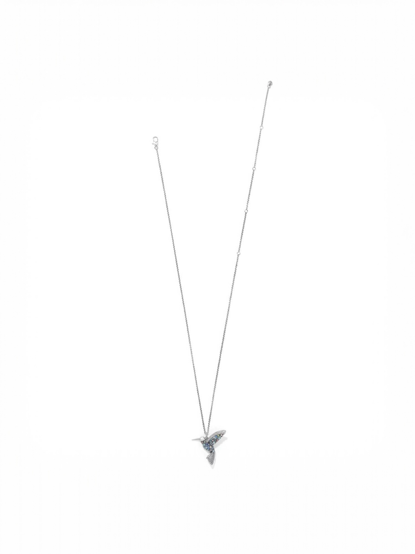 Trust Your Journey Hummingbird Necklace - Silver-Blues