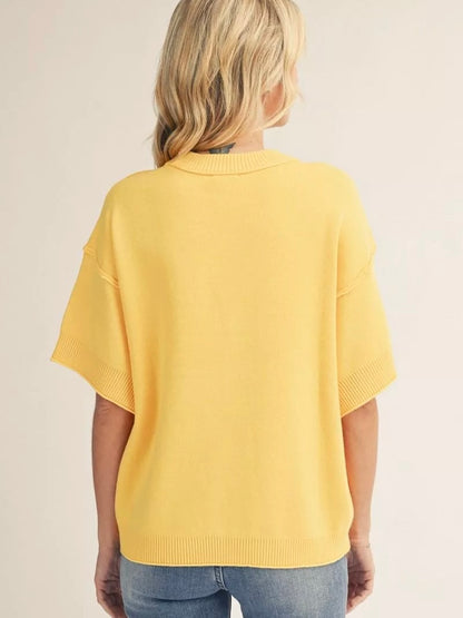 Jodifl Comfy Sweater Top With Raw Edge Detail  - Yellow