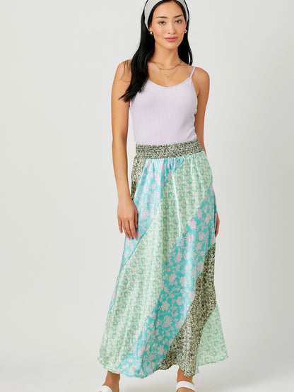 Emmeline Print Skirt - Sage Mix