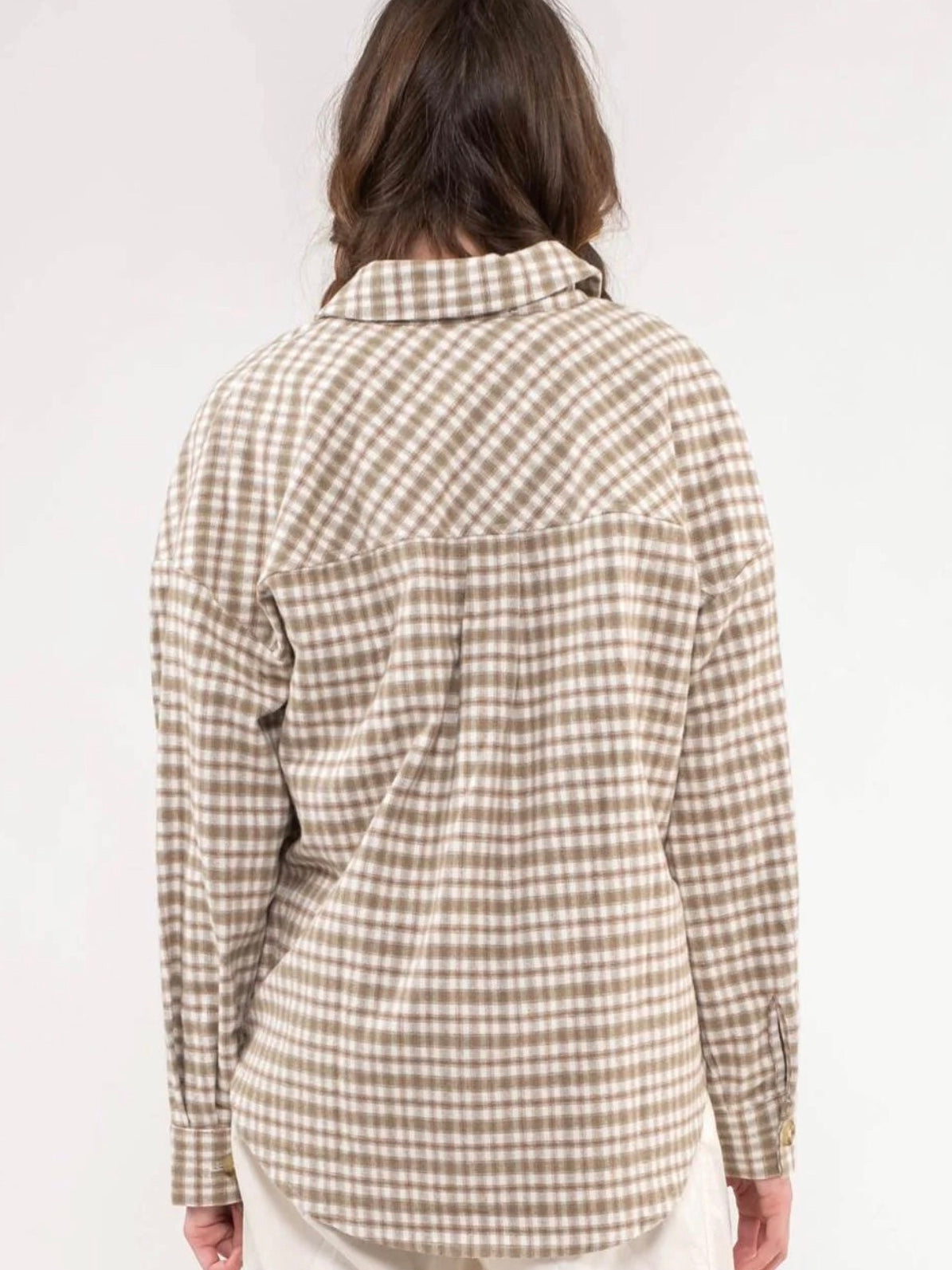 Kori Relaxed Contrast Plaid Shacket - Olive Multi