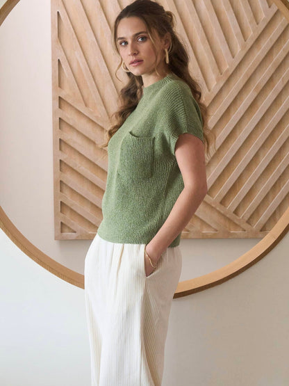 Nova Sweater Top - Light Olive
