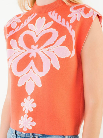 THML Sleeveless Patterned Knit Top – Orange