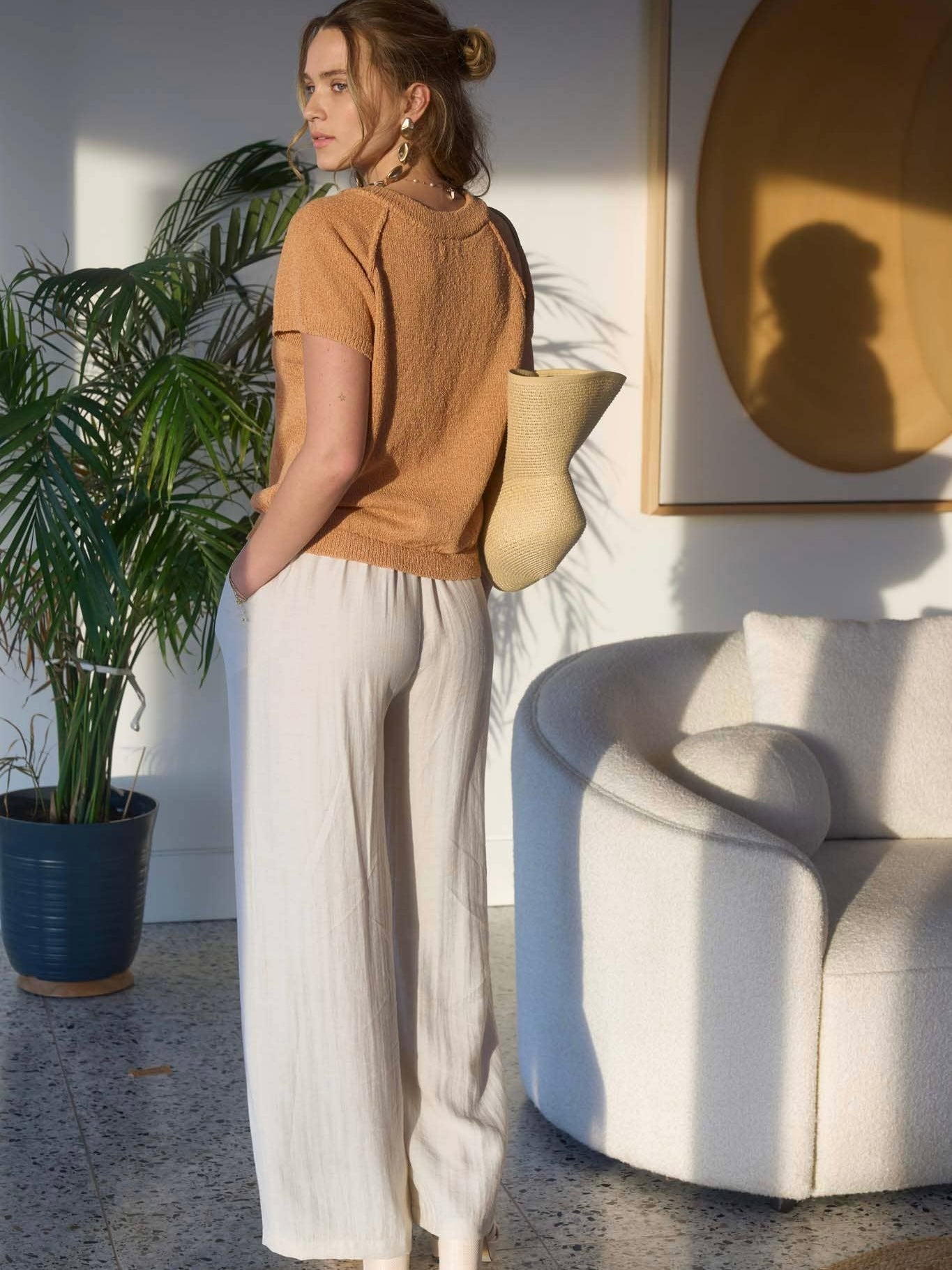 Emilia Sweater Knit Top - Light Sienna