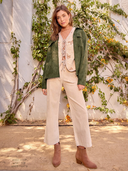 Mystree Suede Shacket - Moss