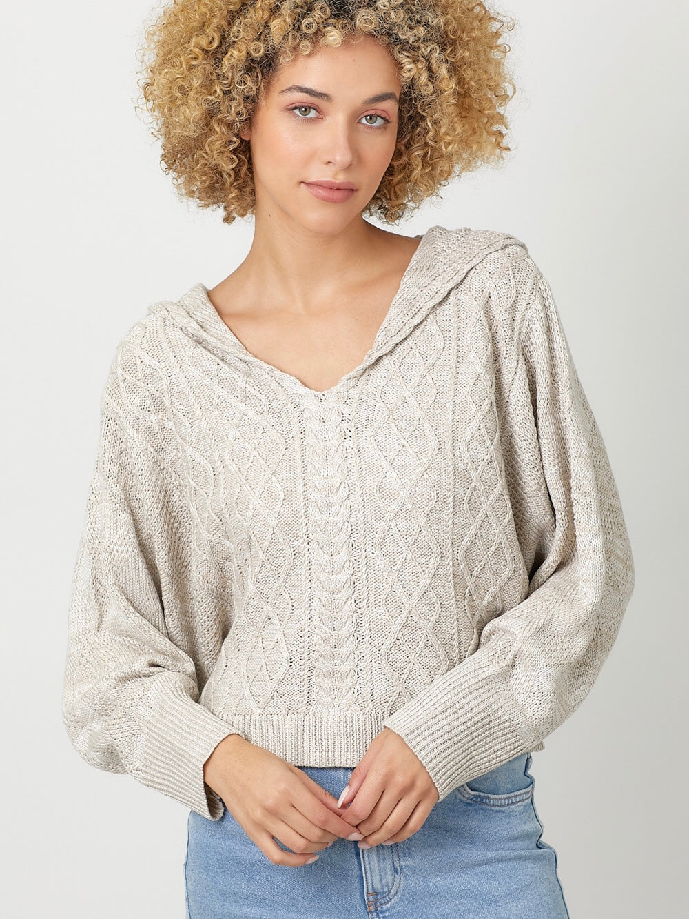 Winnie Dolman Sleeve Hoodie Sweater - Oatmeal