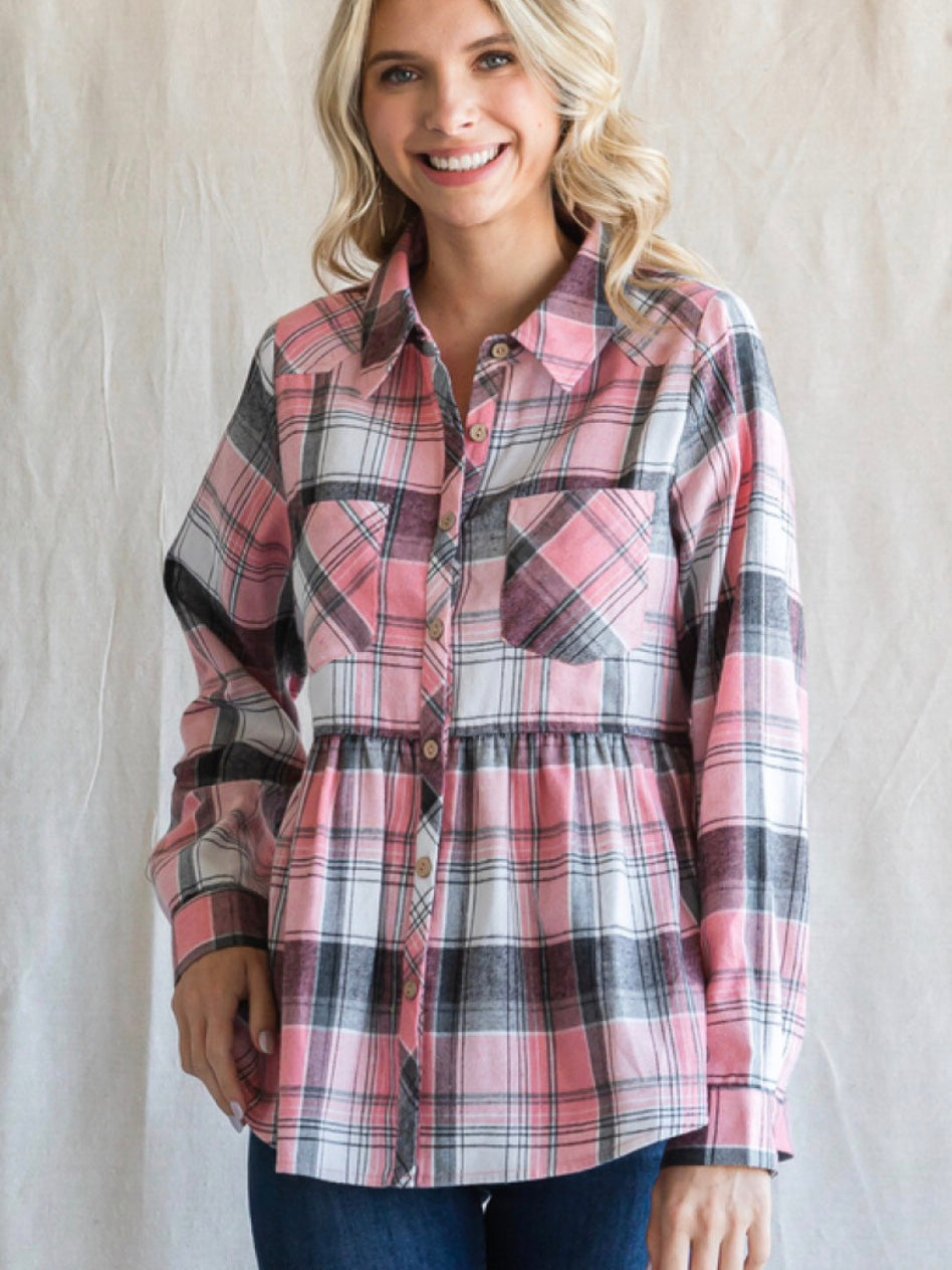 Azalea Flannel Top - Pink