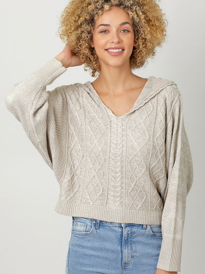 Winnie Dolman Sleeve Hoodie Sweater - Oatmeal