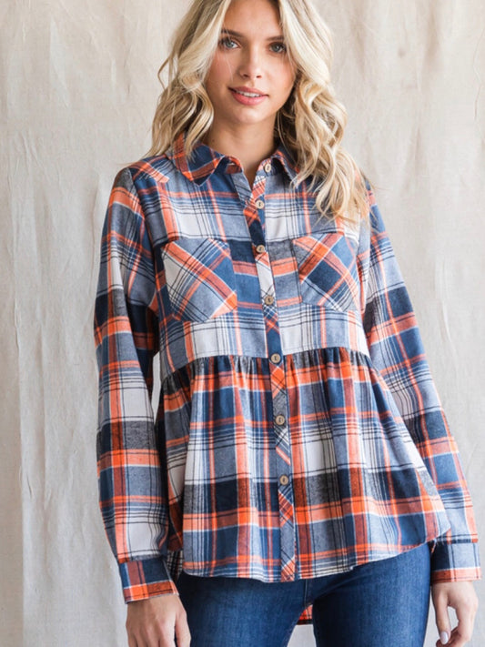 Azalea Flannel Top - Navy