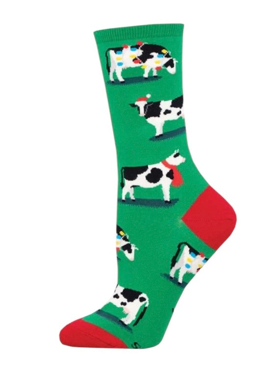 Women’s Holy Cow It’s Christmas Socks Green