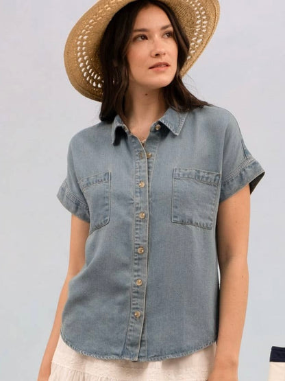 Maya Chambray Top - Blue