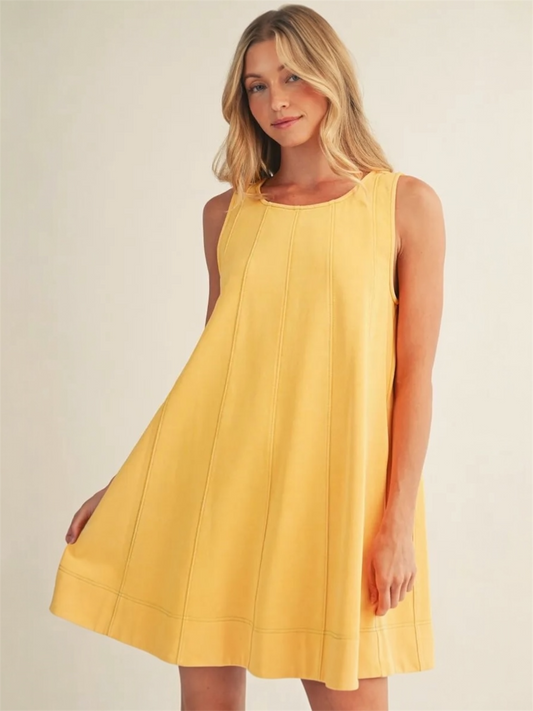 Jodifl Washed Fabric Sleeveless Swing Dress with Pockets – Butter Yellow
