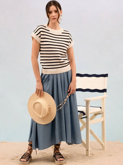 Riley Sweater Top - Navy