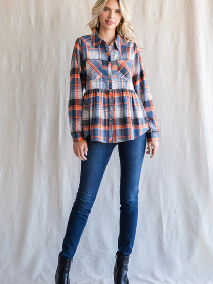 Azalea Flannel Top - Navy