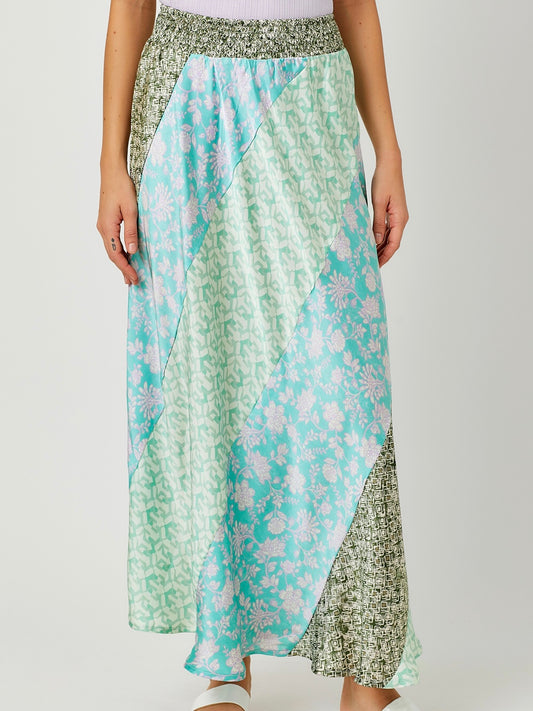 Emmeline Print Skirt - Sage Mix