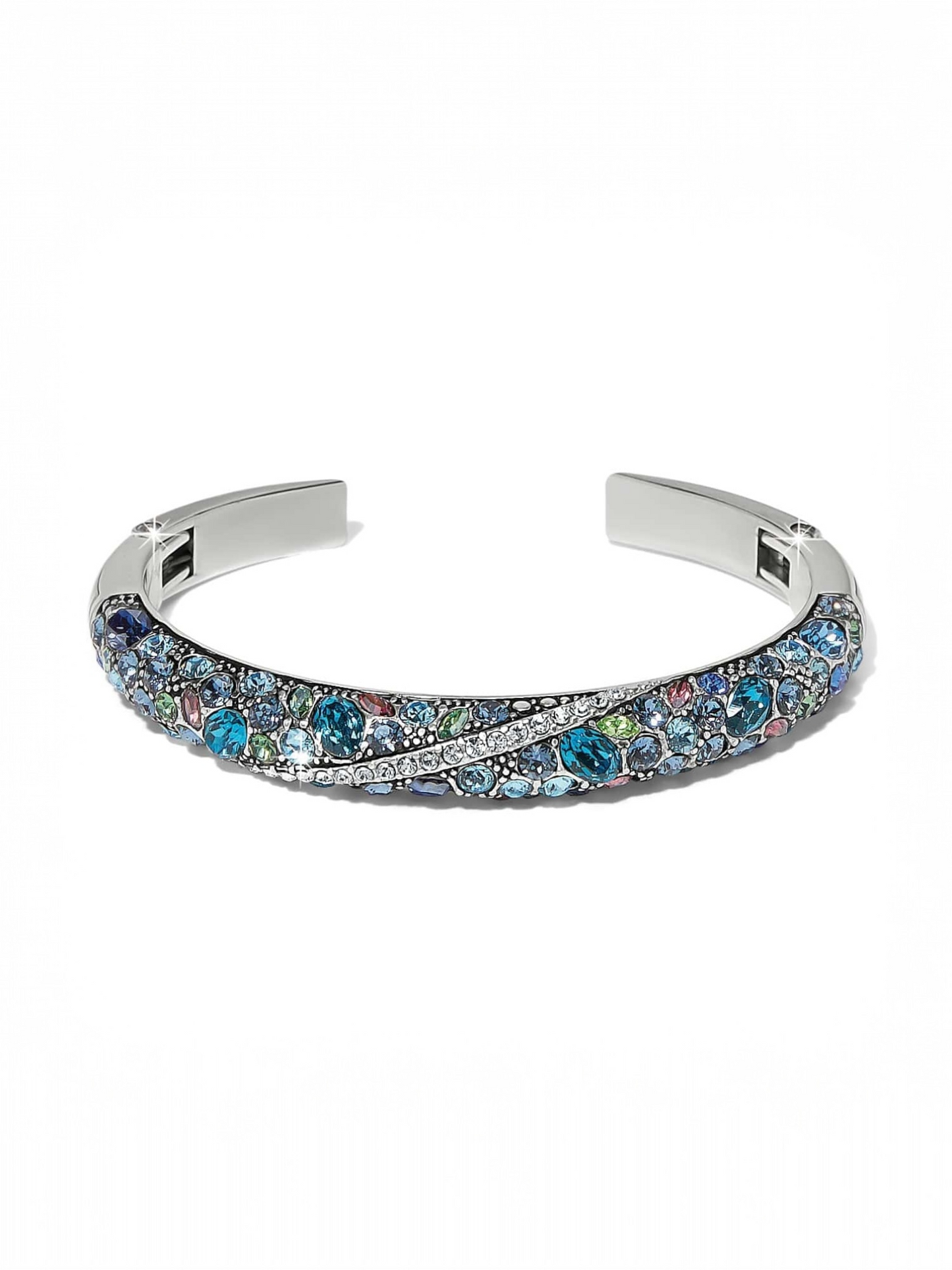 Trust Your Journey Double Hinged Bangle - Silver-Blues
