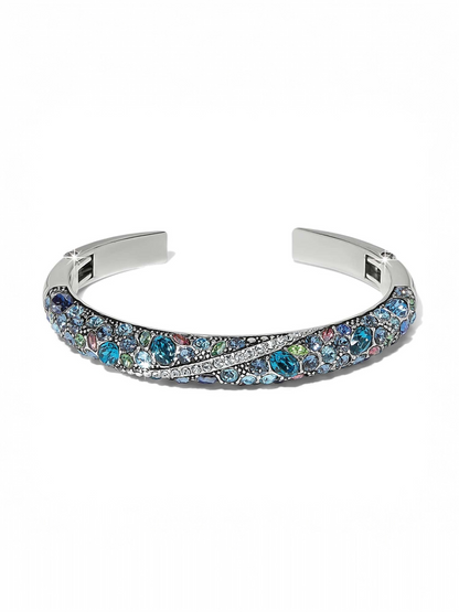 Trust Your Journey Double Hinged Bangle - Silver-Blues