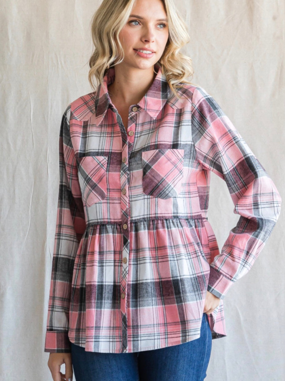 Azalea Flannel Top - Pink