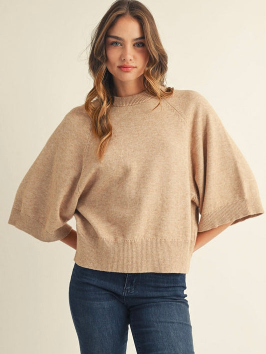 Jodifl Soft Comfy Sweater Top With Wide Sleeves - Oatmeal