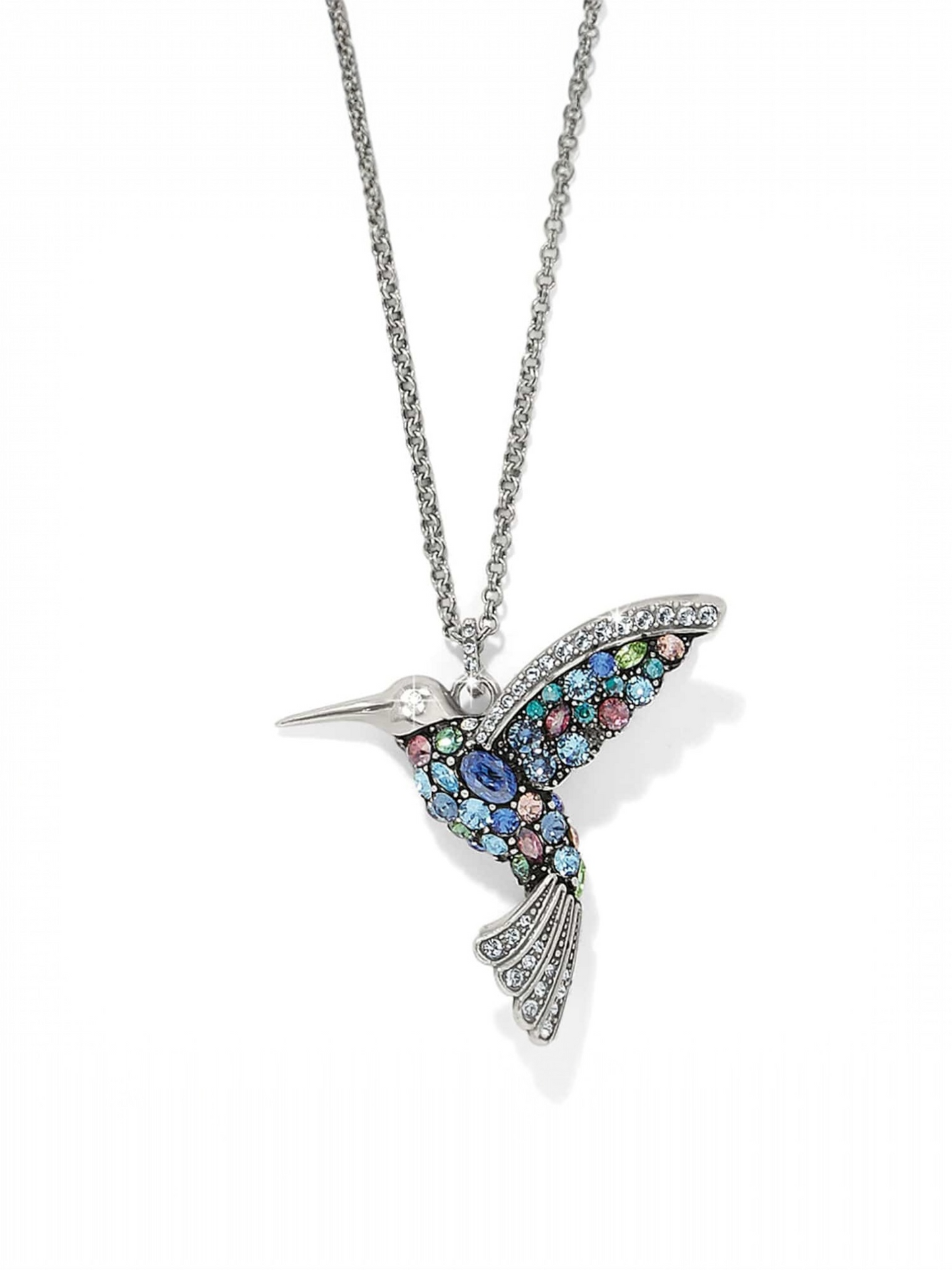 Trust Your Journey Hummingbird Necklace - Silver-Blues