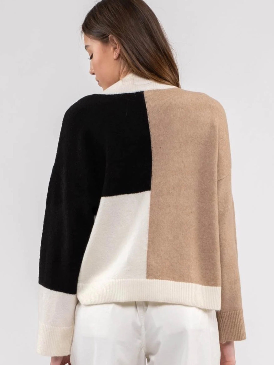 Holland Mock Neck Colorblock Sweater - Black Multi