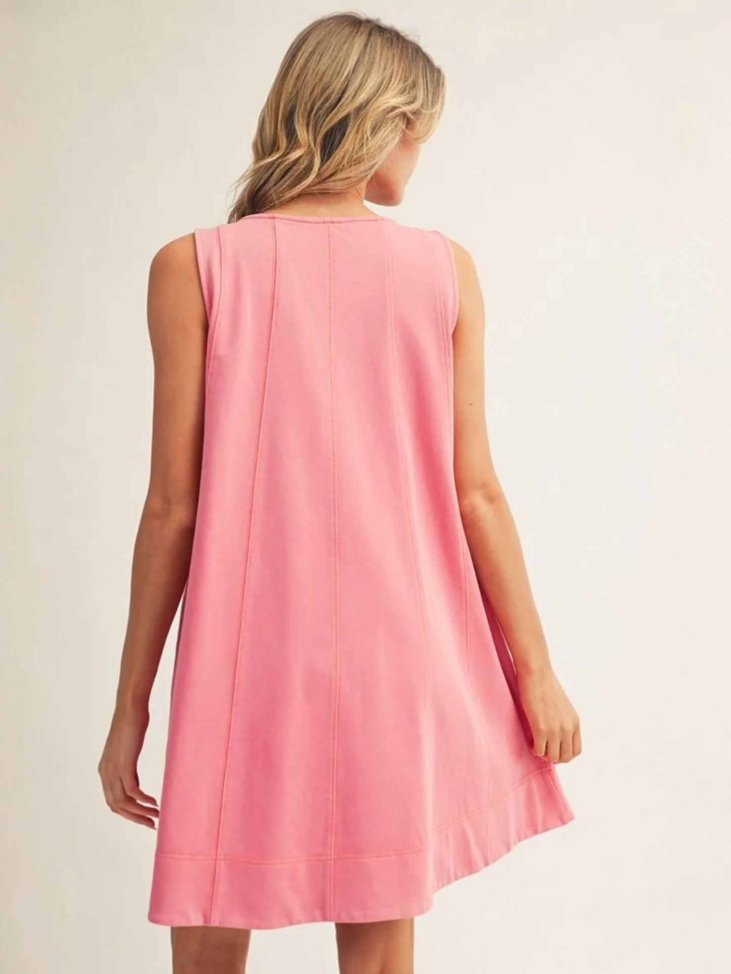 Jodifl Washed Fabric Sleeveless Swing Dress with Pockets – Pink
