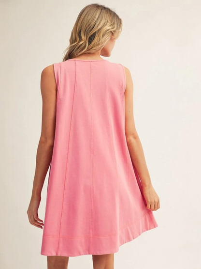Jodifl Washed Fabric Sleeveless Swing Dress with Pockets – Pink