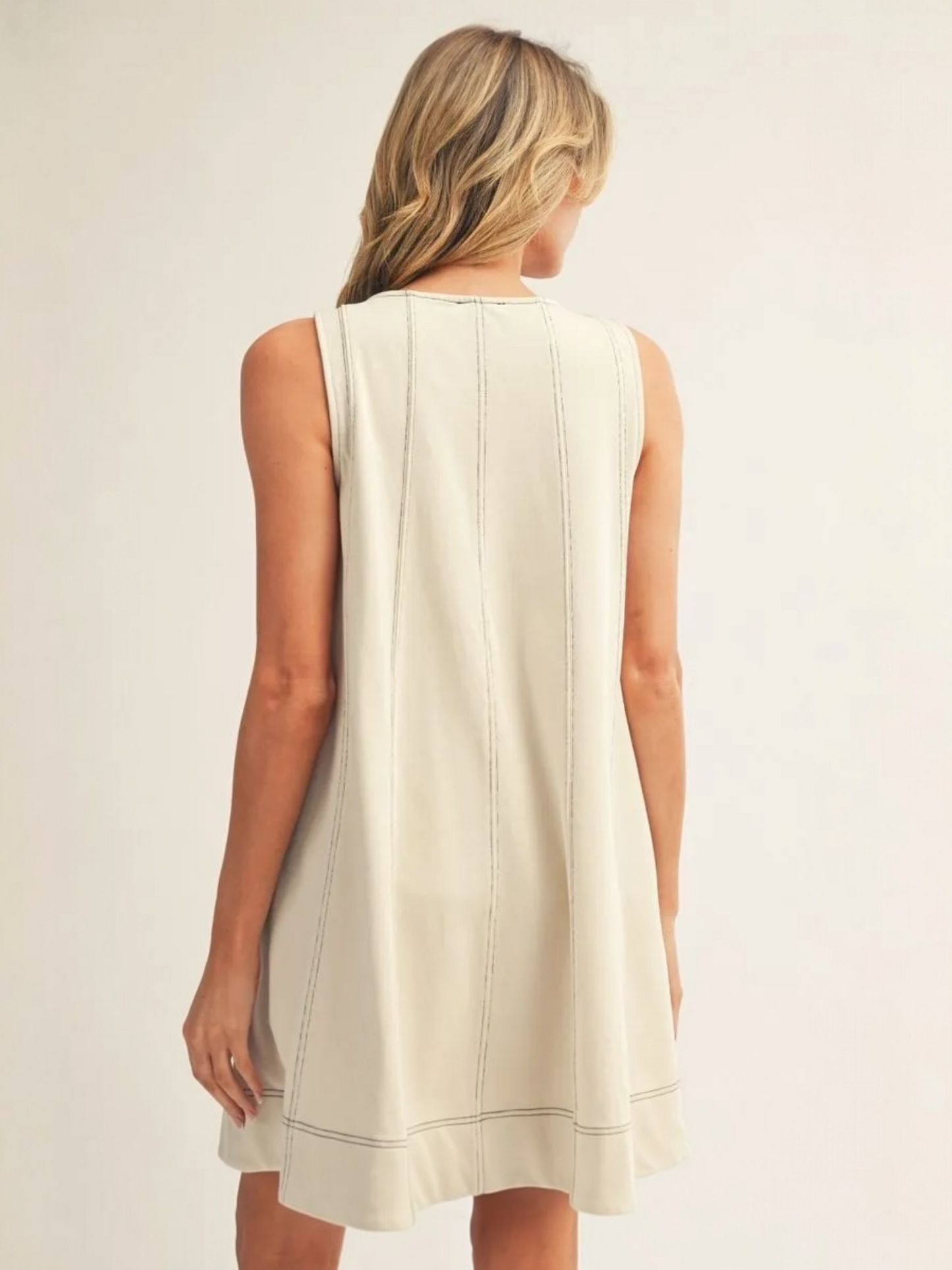 Jodifl Washed Fabric Sleeveless Swing Dress with Pockets – Stone
