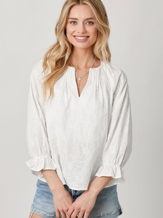 Estella Embroidered Top - Off White