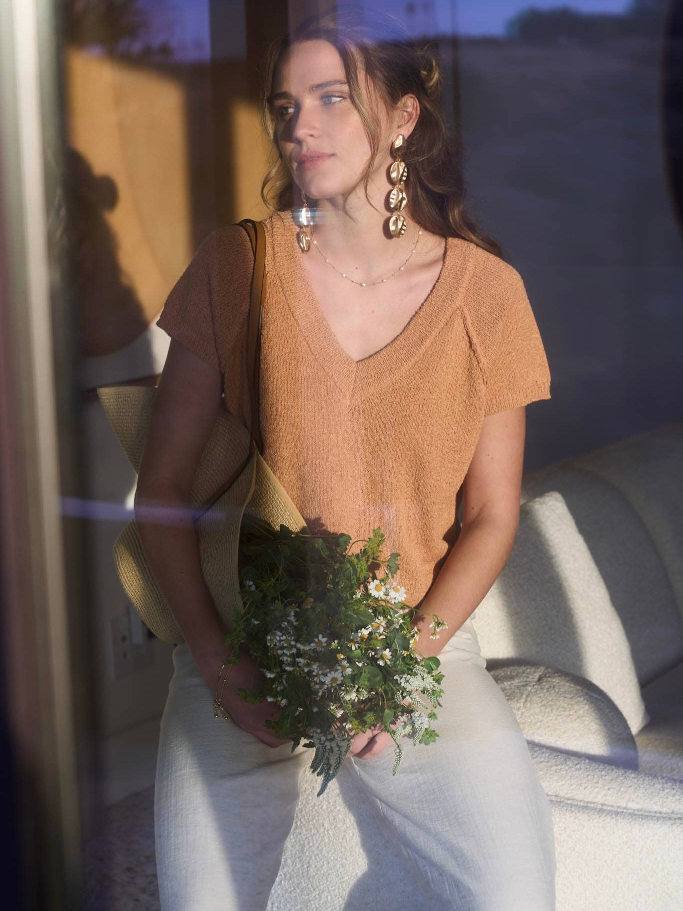 Emilia Sweater Knit Top - Light Sienna